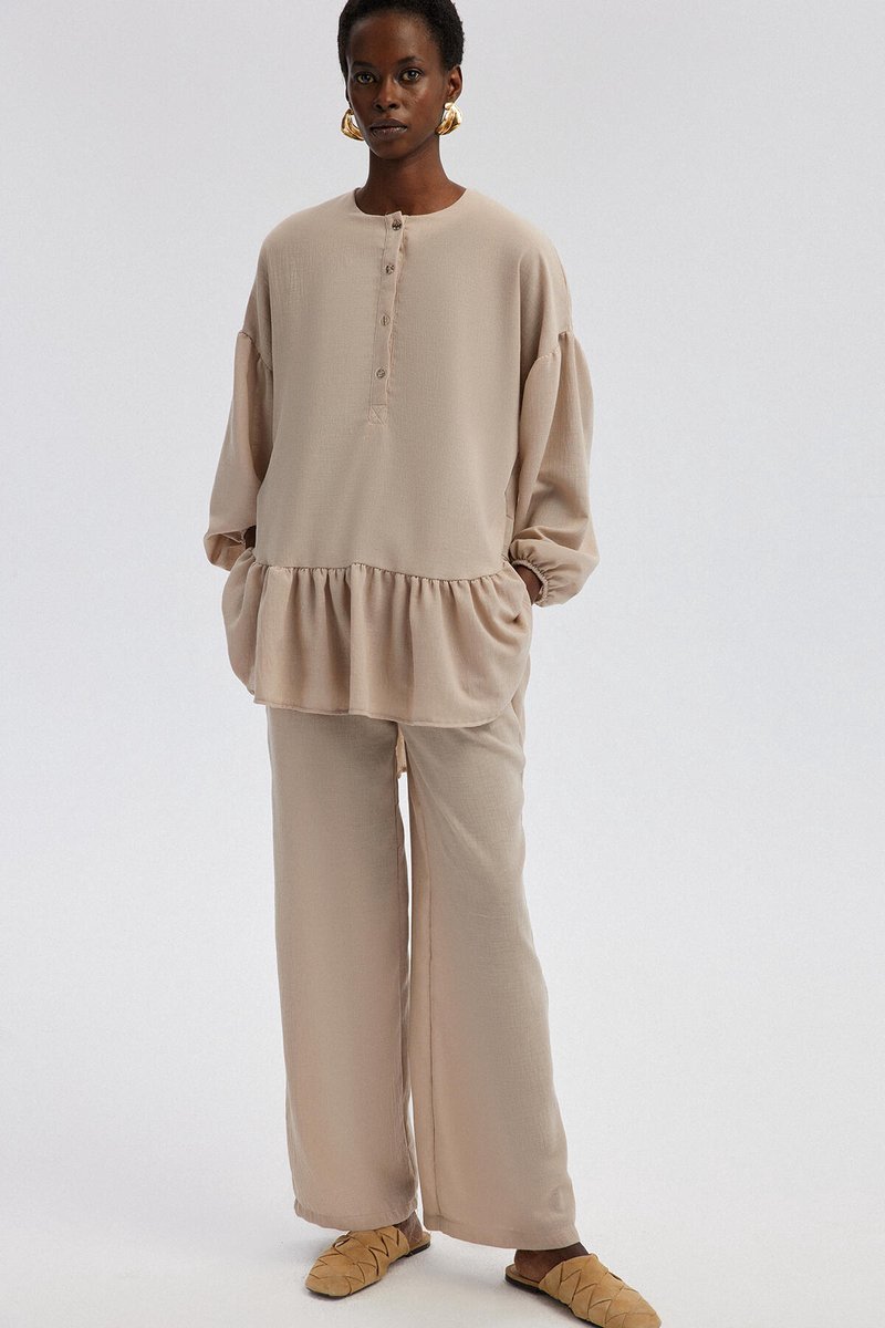 Touché Privé - Tuniekset met ruches - Taupe - Dames