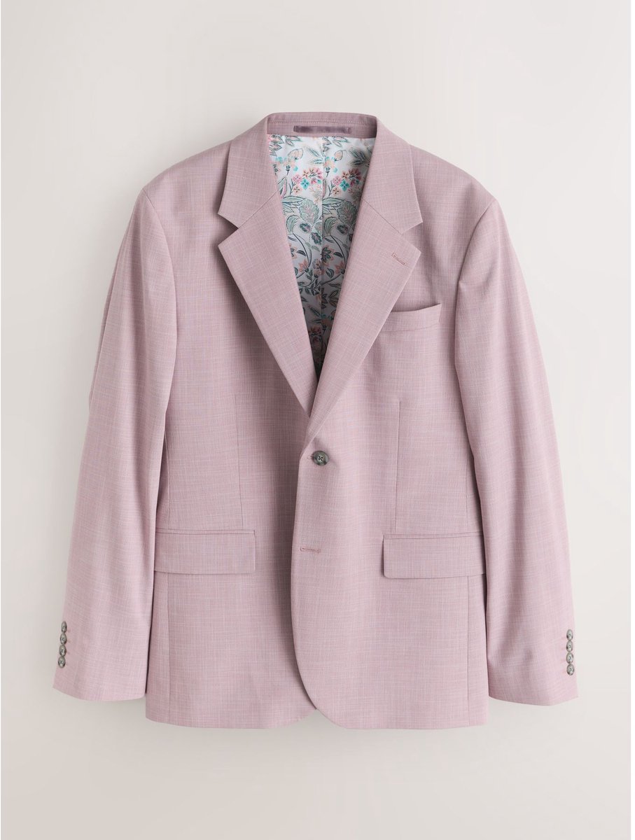 Next - Heren - Slim-fit MotionFlex colbert met textuur - Regular - Roze