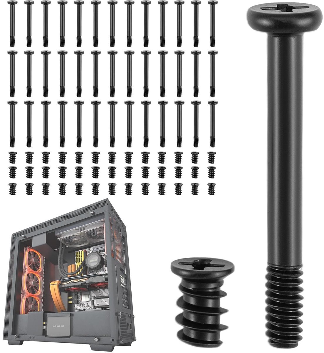 80 Stuks Computer Case Schroeven Set, Zelftappende Schroeven voor PC Ventilator Installatie, Geschikt voor PC Behuizing en Accessoires