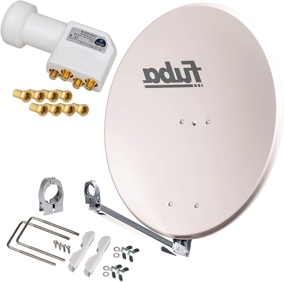Satellietschotel Set - Antenne Schotel - Televisie Ontvangen - Aluminium Schotel - 80cm - Grijs