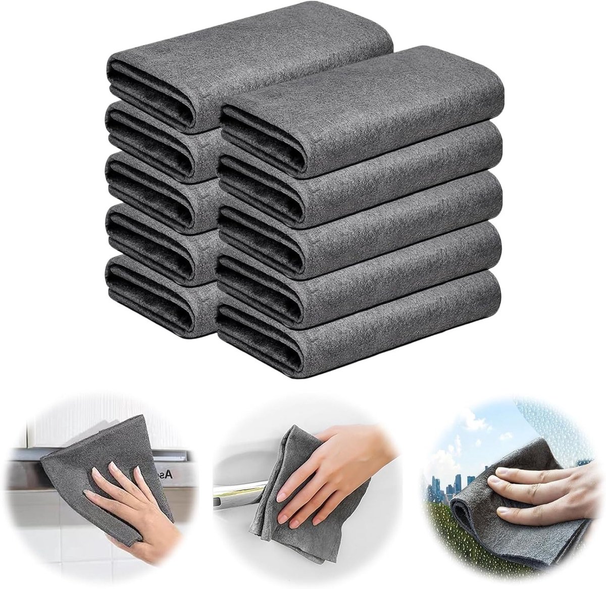 Magic Schoonmaakdoeken - 10 Stuks Microvezeldoeken voor Ramen, Keuken en Auto - Herbruikbare Lintvrije Doeken 40 x 30 cm