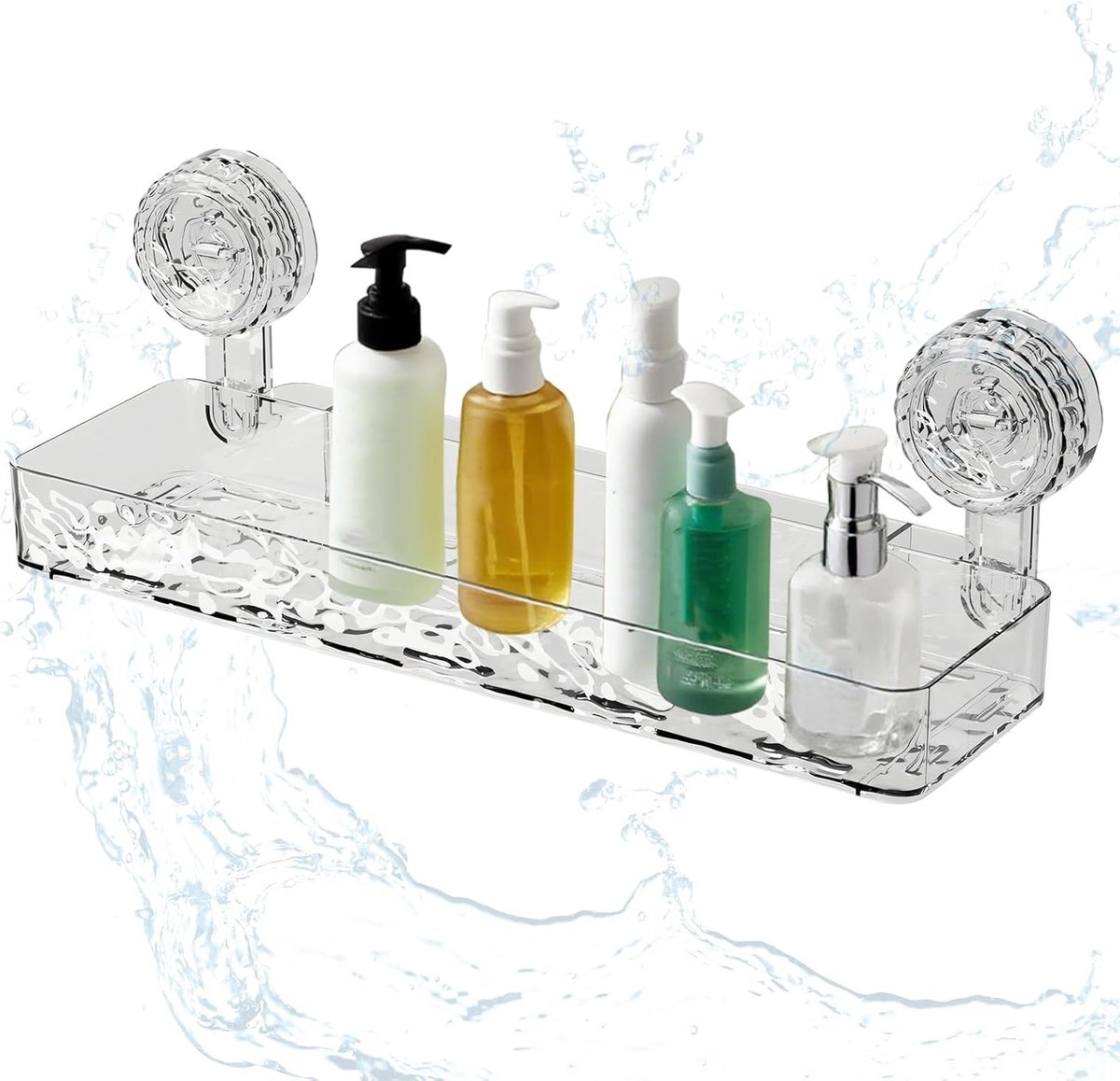 Transparante Doucheplank met Zuignap - Shampoo- en Douchgelhouder 32 x 9 cm zonder Boren voor Badkamer en Keuken