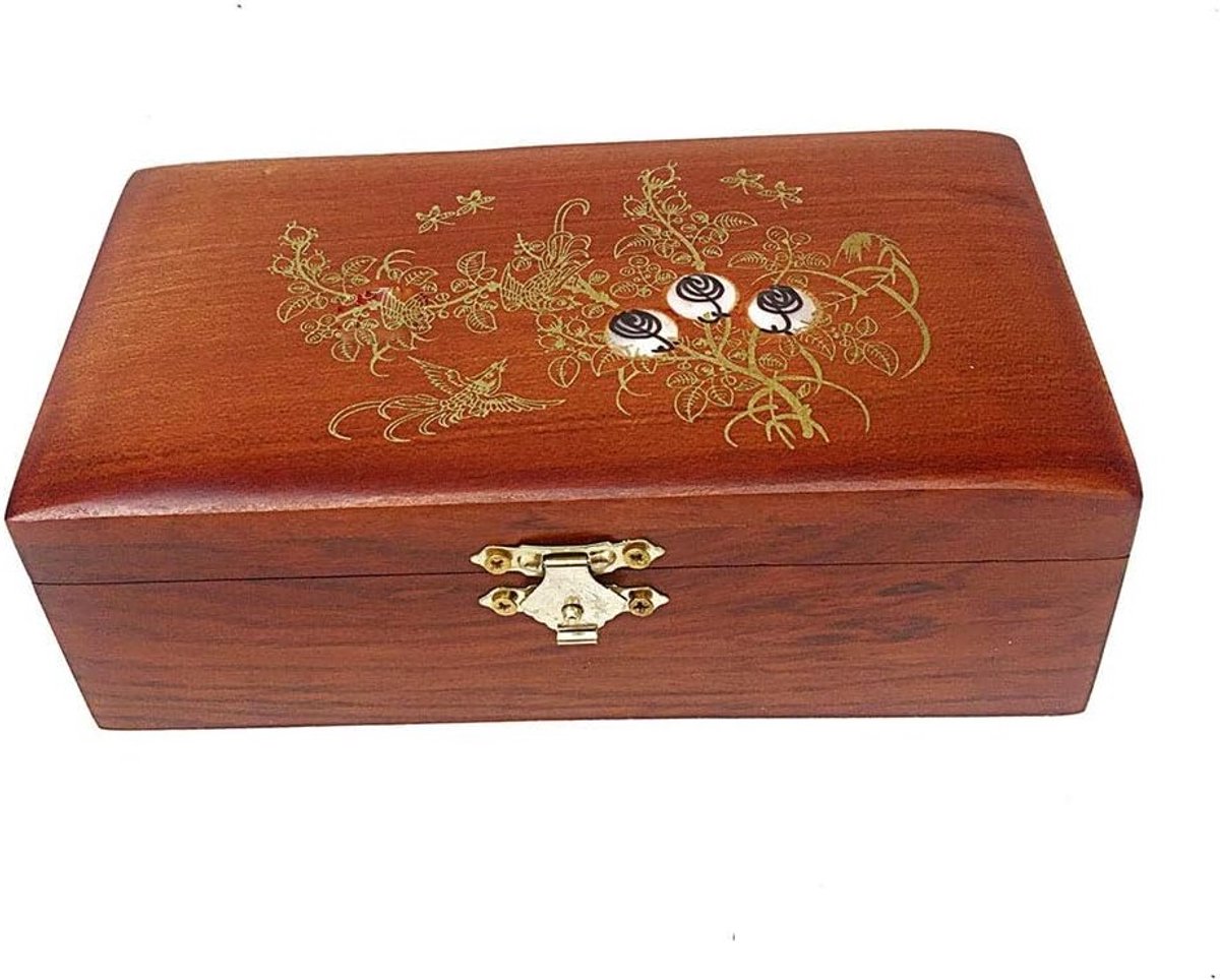 Handgemaakte houten sieradenorganizer met inleg van parelmoer, gepersonaliseerde sieradenkist en decoratieve opbergdoos voor sieraden en accessoires