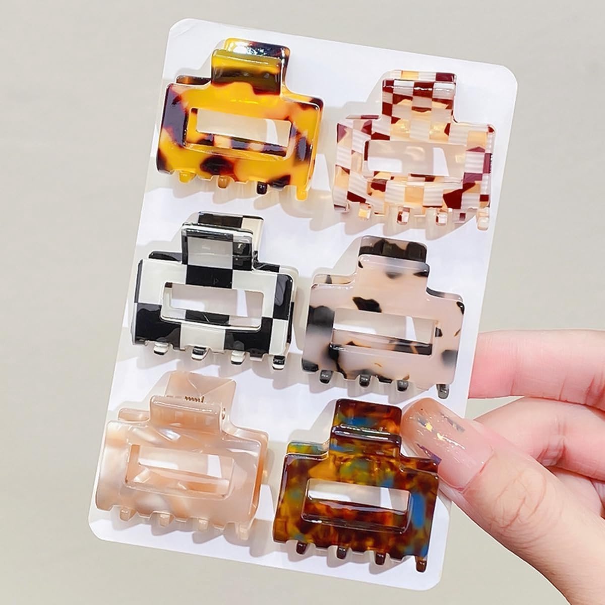 Set van 6 Haarclips voor Vrouwen, Kleine Vierkante Antislip Haaraccessoires, Ideaal voor Dun Haar en Meisjes
