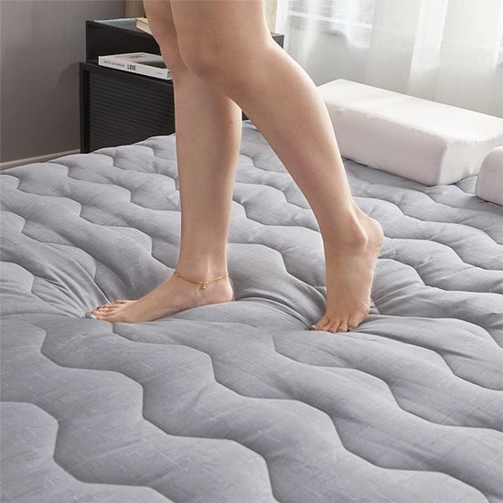 Japanse Vloermatras - Futon Matras Topper - Comfortabel Slapen - Opvouwbaar en Draagbaar - 120x200cm - Grijs — afbeelding 3