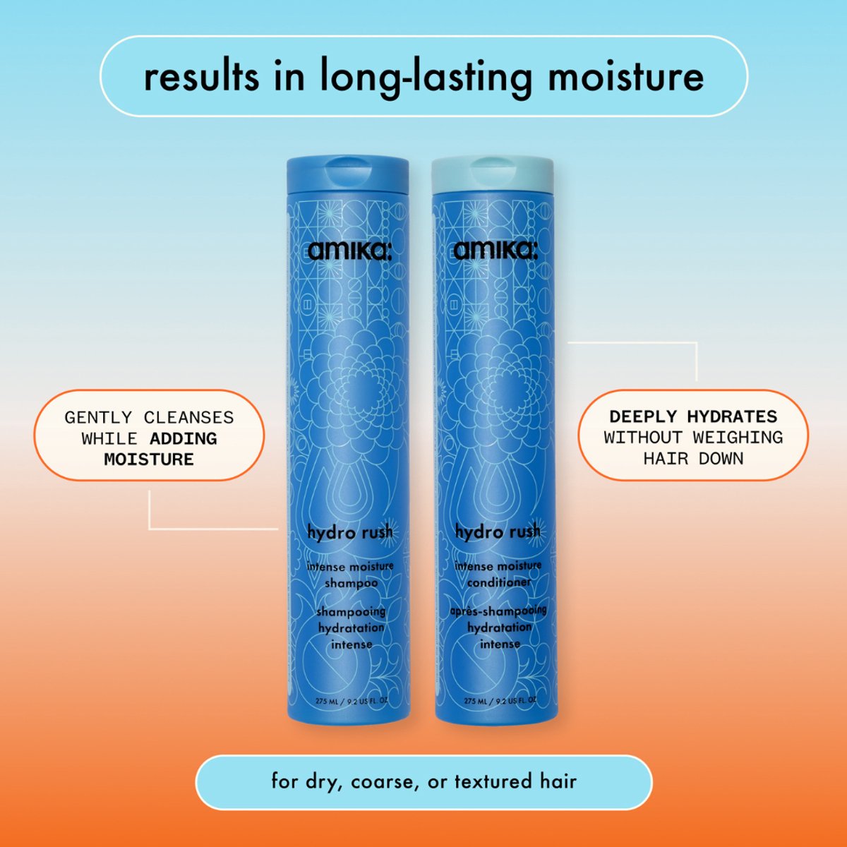 amika hydro rush moisture shampoo 275 ml