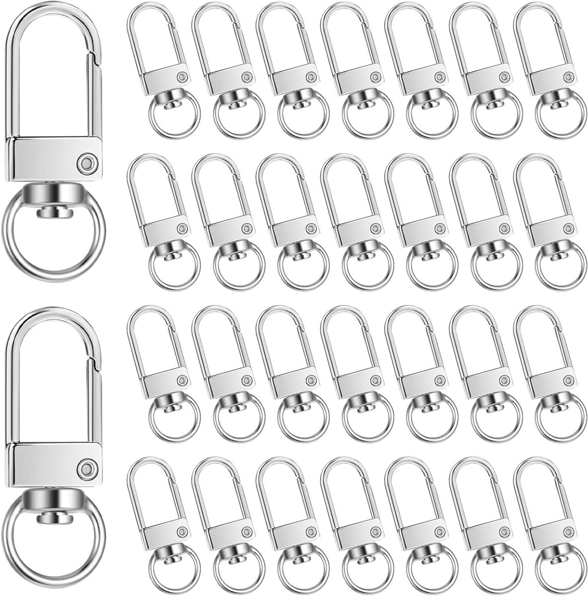 30 Stuks Metalen Kreeftsluitingen met Draaihaak en Sleutelhangers - Duurzame DIY Accessoires voor Tassen en Sleutels