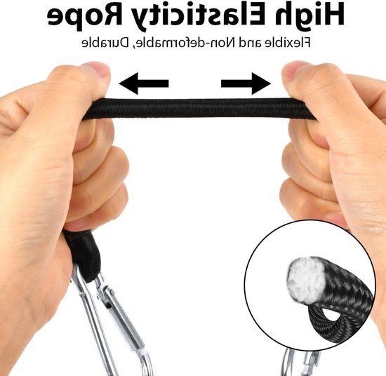 Elastic Bands met Haken - 4 Stuks Bungee Koorden met Stalen Karabijnhaken, Veelzijdige Rubber Tensioners voor Bagage, Cargo en Draaglast, 60 cm Lange Elastische Touwen van Merkloos — afbeelding 2