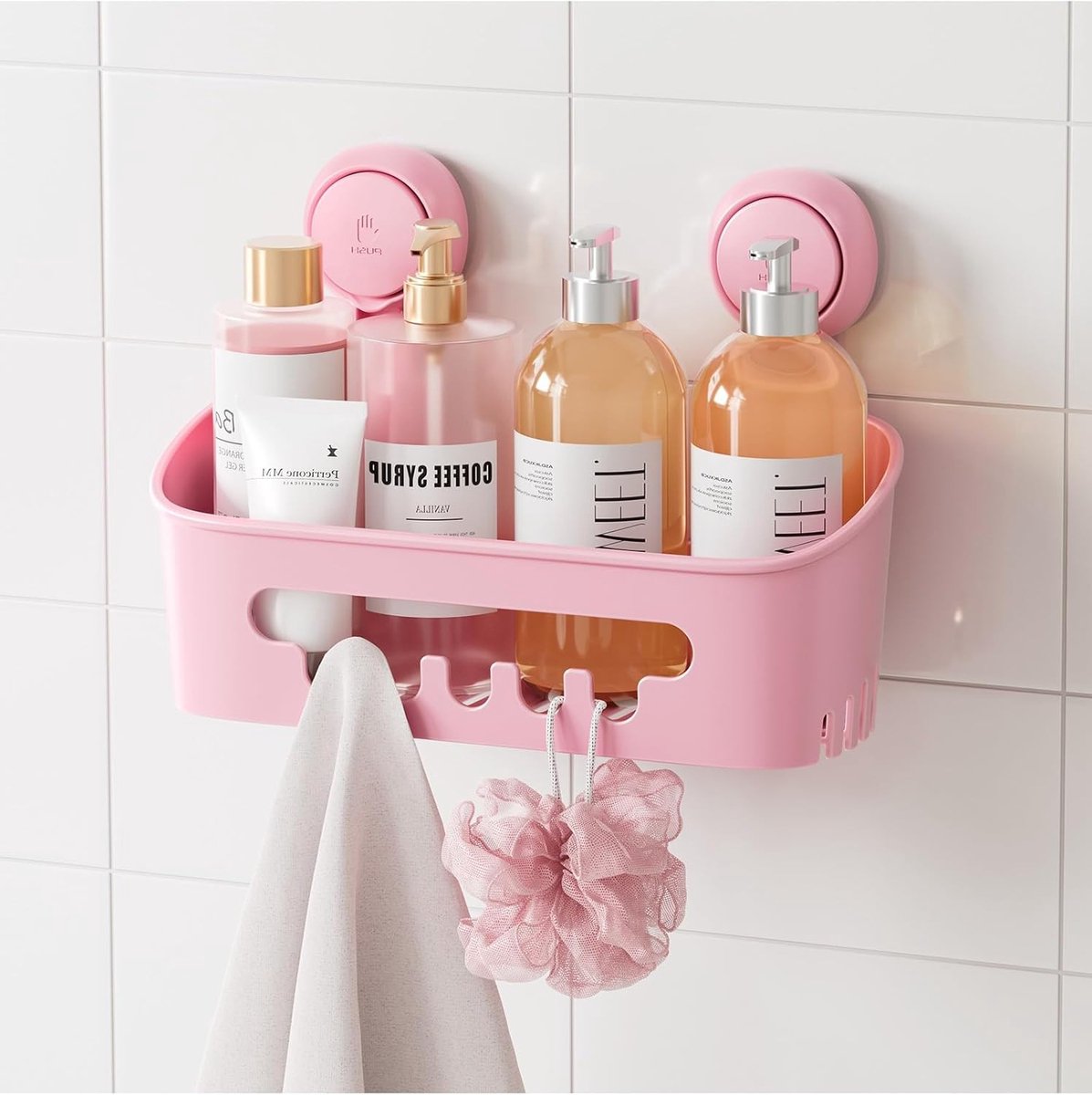 Vacuüm Douche Caddy met Zuignappen - Geen Boren, Verwijderbare Badkameropslag voor Shampoo en Toiletten, Handige Organizer voor Badkameraccessoires en Keuken