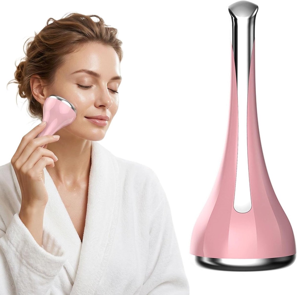 Gezichtsmassager voor Huidverzorging, Vermindert Zwelling en Donkere Kringen, Roze