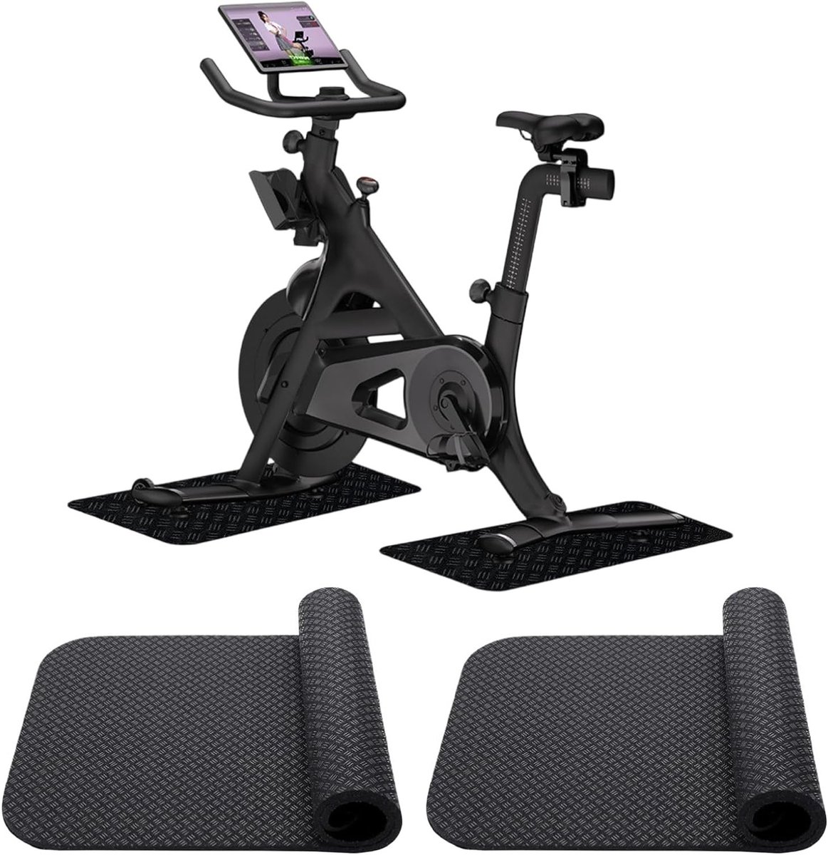 Set van 2 Beschermmatten voor Fietsen - Antislip, Omkeerbaar en Geschikt voor Houten Vloeren en Tapijt, Ideaal voor Thuis Fitness en Sportactiviteiten
