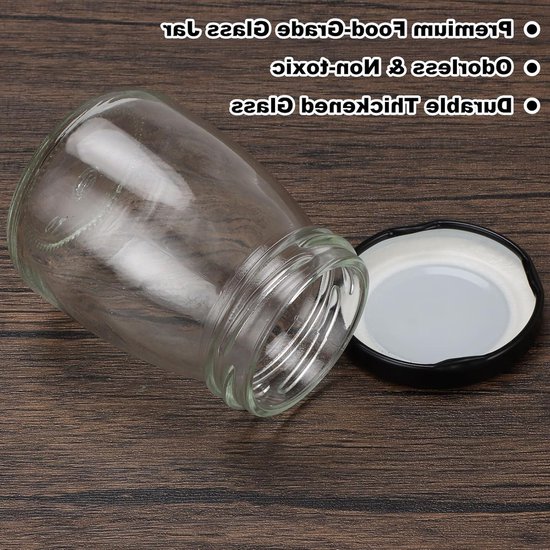 Set van 20 stuks 100ml glazen potjes met zwarte deksel voor yoghurt, jam, honing en mousse — afbeelding 2