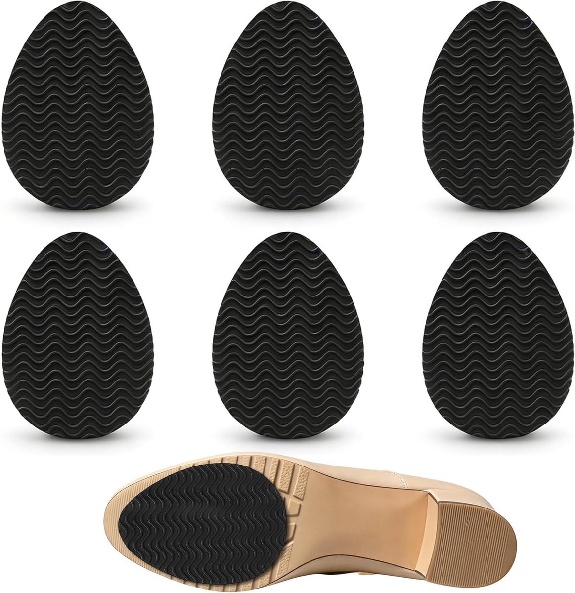 Reparatiezolen voor schoenen, antislip rubberen schoenzolen, 6 stuks, 90 x 65 mm, ronde neus, duurzame bescherming en grip