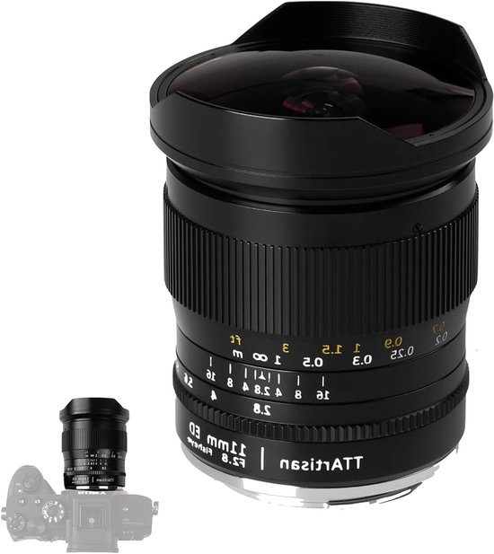 11mm F2.8 Camera Lens Full Frame Fisheye voor Sony E Mount Camera's zoals A7 A7II A7R A7RII A7S A7SII A6500 A6300 A6000 A5100 A500 - Hoge kwaliteit, groothoek, veelzijdig gebruik