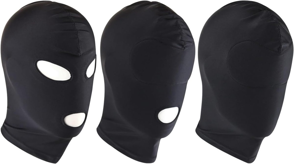 Volledige gezichtsbedekking masker set - zwart - open mond - ideaal voor Halloween en carnaval - SnelShoppen