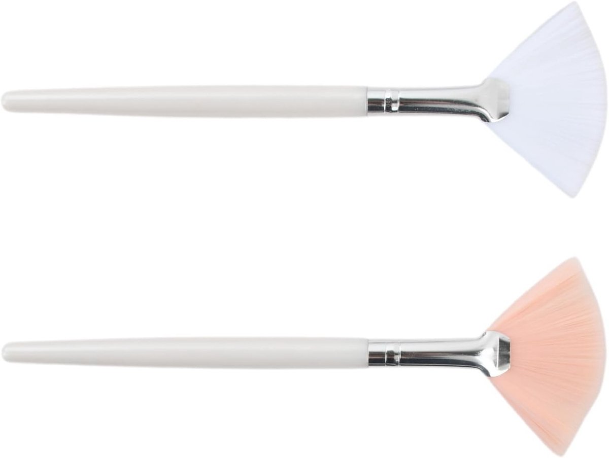 Set van 2 Professionele Make-up Penselen, Zachte Gezichtsborstels van 15 cm, Ideaal voor Maskers, Crèmes en Gels, Multifunctioneel Gebruik