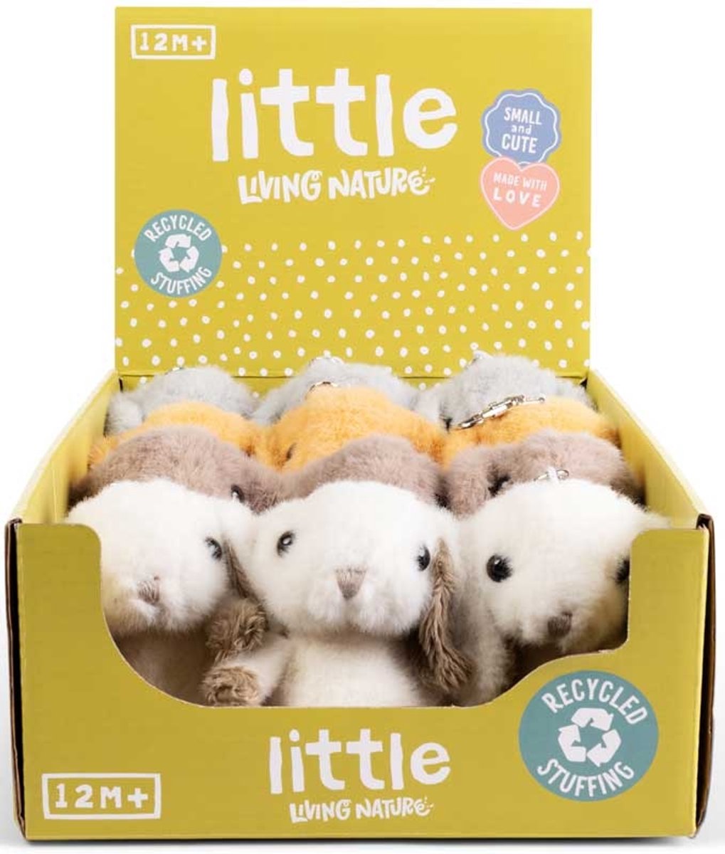Living Nature knuffel konijn sleutelhanger speelgoed multicolor.