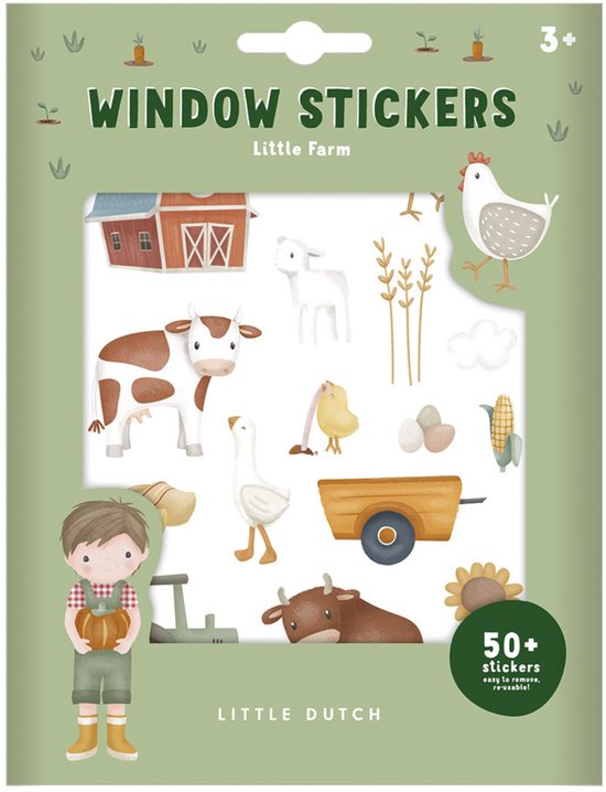 Autocollants pour fenêtres Little Dutch Farm - Autocollants décoratifs réutilisables pour Fenêtres et Miroirs - Décoration créative pour chambre d'enfant