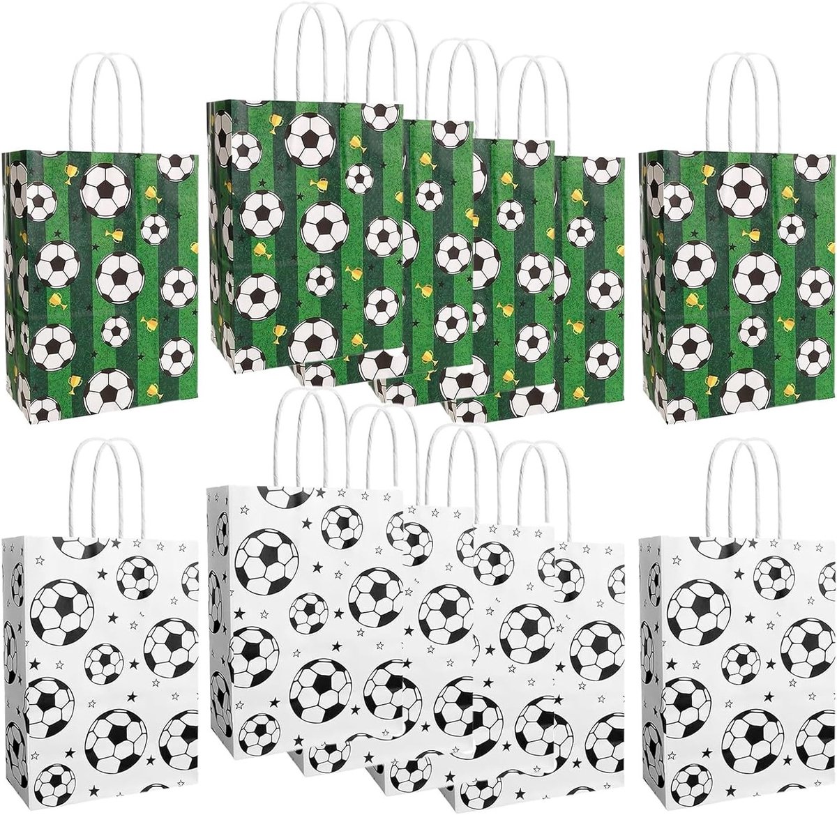 12 stuks papieren voetjes, verjaardagsgeschenkzakken, papieren zakken voor kinderfeestjes, voetbal snoepzakken voor feesten