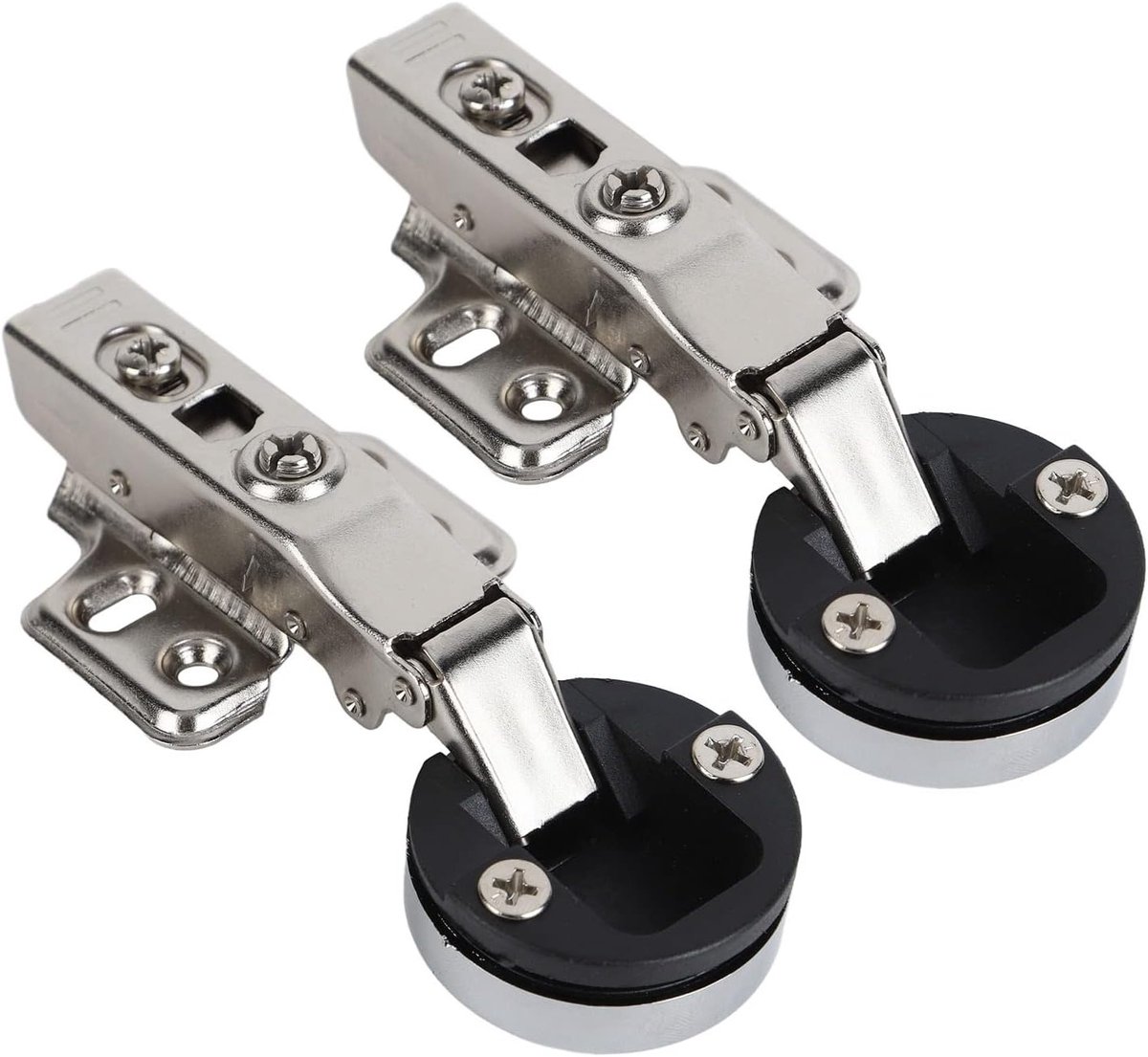 Roestvrijstalen kastscharnieren voor glazen deuren met demping - 2 sets, 35 mm cup, recht arm vol overlay