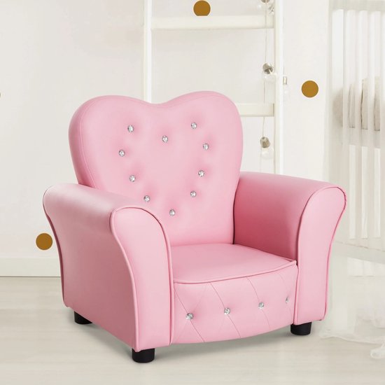Delightness Kinderfauteuil - Kind - Stoeltje - Bankje - Hart Vormig - Kinderstoel - Kinderbank - Peuters - 59x41,5x49cm - Roze — afbeelding 2