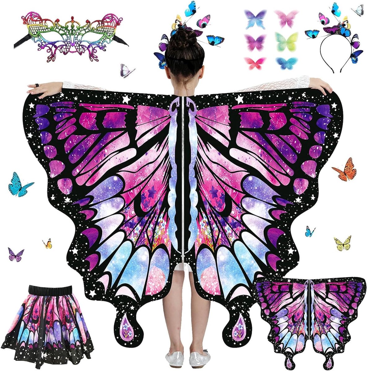 Vleugels voor een vlinderkostuum voor kinderen, perfect voor carnaval en themafeesten, kleurrijk en speels.