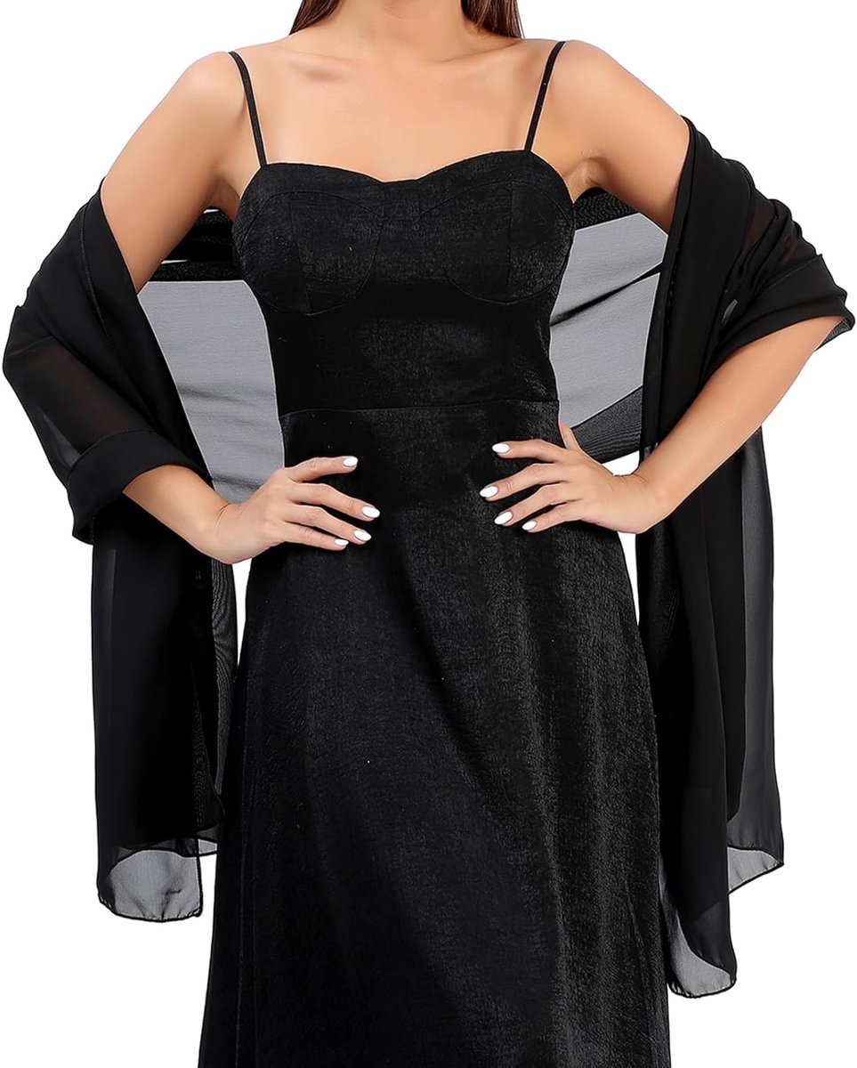Elegante Sheer Chiffon Sjaal voor Avondjurk - Lichtgewicht Dames Sjaal 200 x 70 cm - Ideaal voor Bruiloft en Feestelijke Gelegenheden