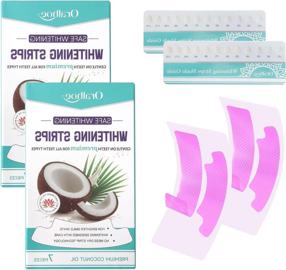 Effectieve behandelingen voor het bleken van tanden met kokosnoot mint whiteningstrips, natuurlijke ingrediënten, tandvlekkenverwijderaar en professionele kwaliteit (2 stuks)