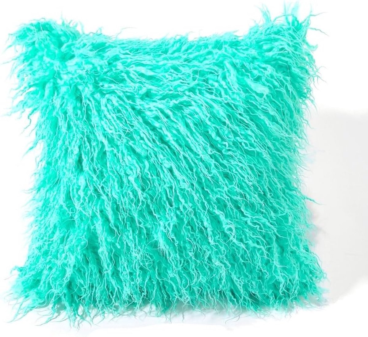 Decoratieve Kussenhoes van Neppels met Langharig Pluche voor een Fluffy Uiterlijk - Perfect voor Sofa en Interieur, Groene Kleur