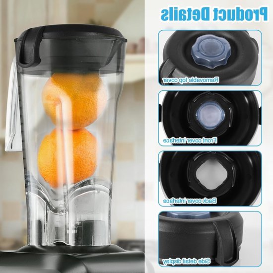Lid voor Blender met 1.8kg Lage Profiel Container, Vervangingsonderdelen voor Blender, Geschikt voor Vitamix en andere merken — afbeelding 3