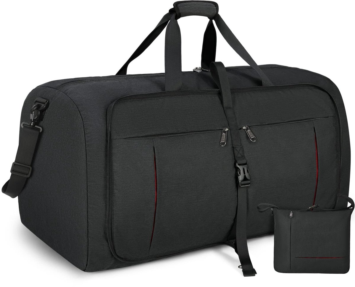 aladdien - Opvouwbare reistas - Sporttas - Waterdicht en lichtgewicht - Zwart - Weekendtas - Ideaal voor reizen en sport - Capaciteit 65L en 80L