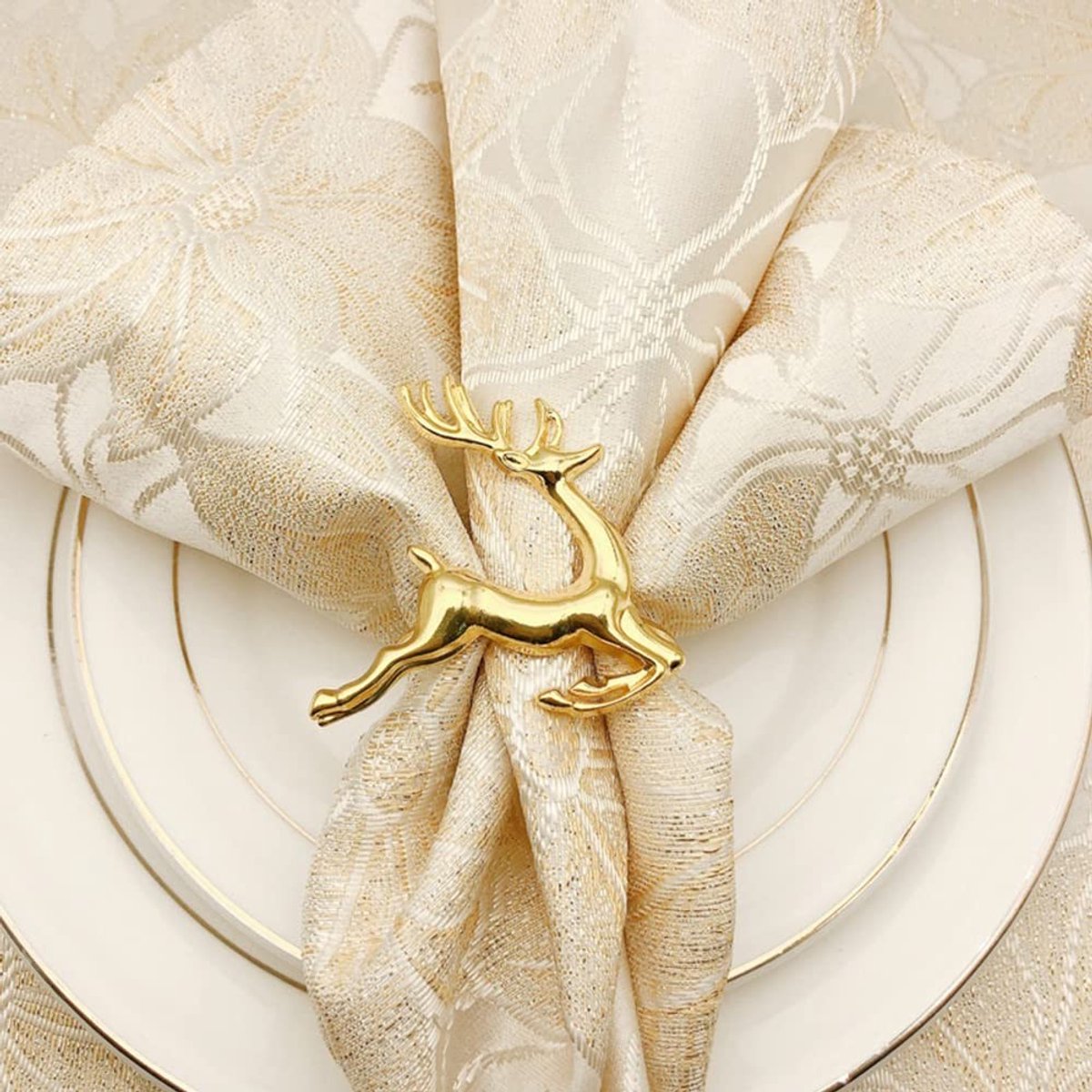 Allecto - Hert Napkin Rings - Decoratieve Tafeldecoratie - Goud - Feestelijke Tafelaankleding - Perfect voor Feesten - Geschikt voor Thuis - Kleur ..