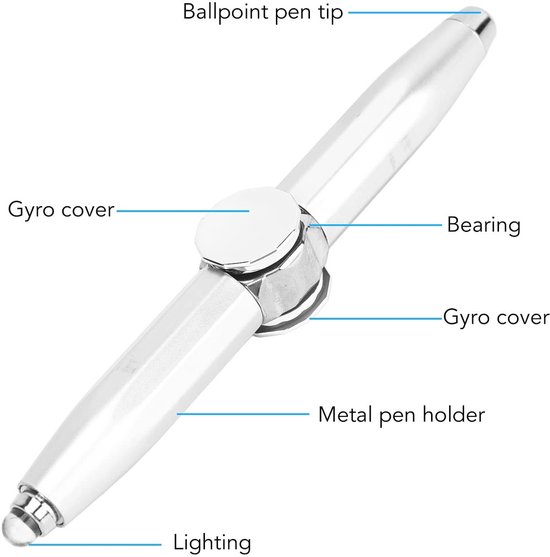 aladdien - Fidget Pen Spinner Pen - Stressverlichting - Multifunctioneel - LED licht - Schrijfhulpmiddel - Geschikt voor Studenten en Kinderen - 14,.. — afbeelding 4
