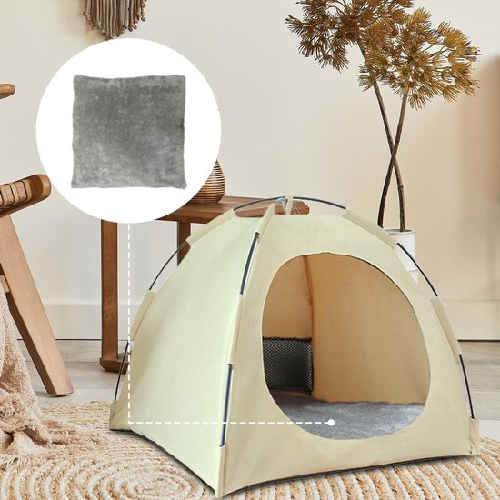 Ruime Katten Tent voor Grote Katten en Honden - Ademend, Wasbaar en Lichtgeel - Ideaal voor Binnengebruik en Comfortabele Schuilplek — afbeelding 5