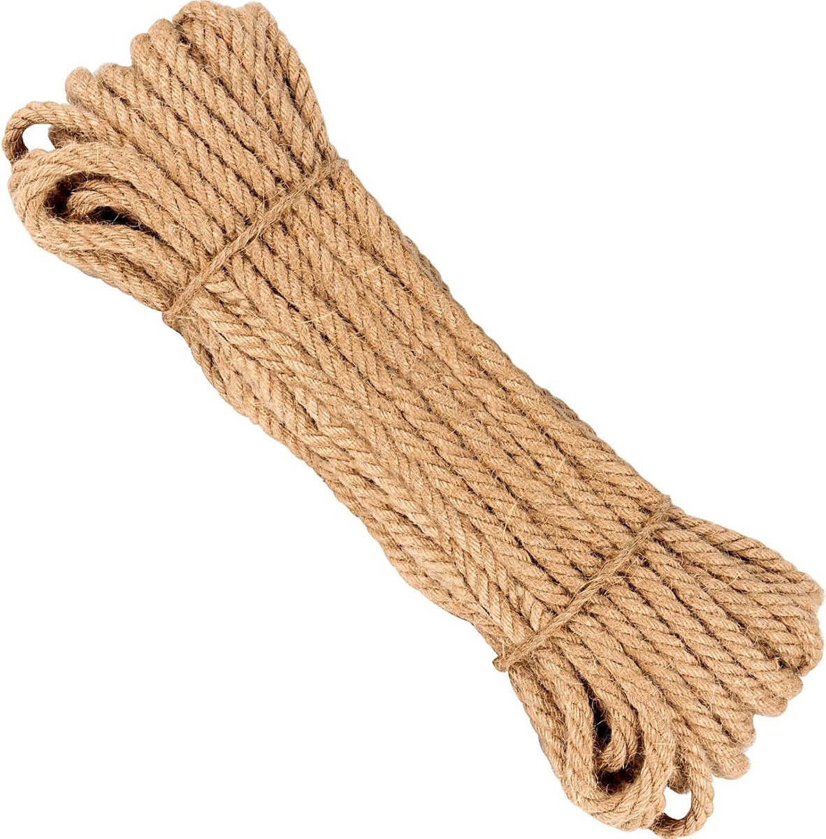 Jute Touw 50M x 8MM - Gevlochten Henneptouw voor Creatieve Projecten, Tuinieren en Bundelen
