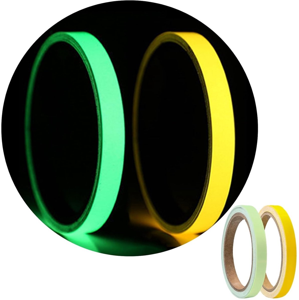 Fluorescerende Zelfklevende Tape 1 cm × 5 m - Waterdicht, Lichtgevend in het Donker, Ideaal voor Trapmarkeringen en Exitborden