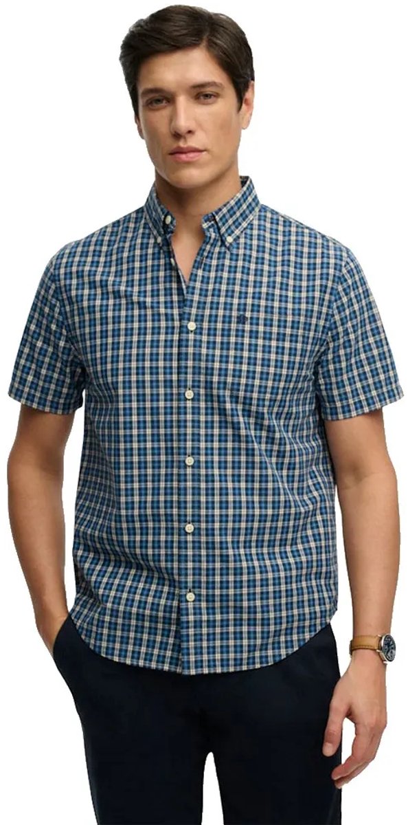 Superdry Preppy Poplin Overhemd Met Korte Mouwen XL Man Marineblauw