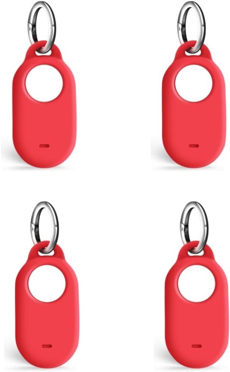 Siliconen Beschermhoes voor SmartTag 2 - Schokbestendig, Krassenbestendig en Makkelijk Toegankelijk - 4 Stuks (Rood)