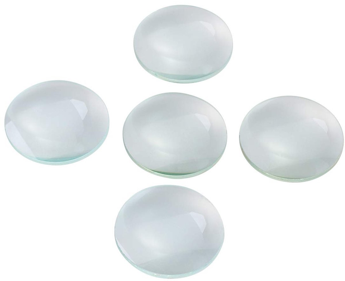 5-delige Dubbel Convex Glaslens Set met 50mm Diameter en 100mm Brandpuntsafstand voor Laboratoriumgebruik en Optische Toepassingen