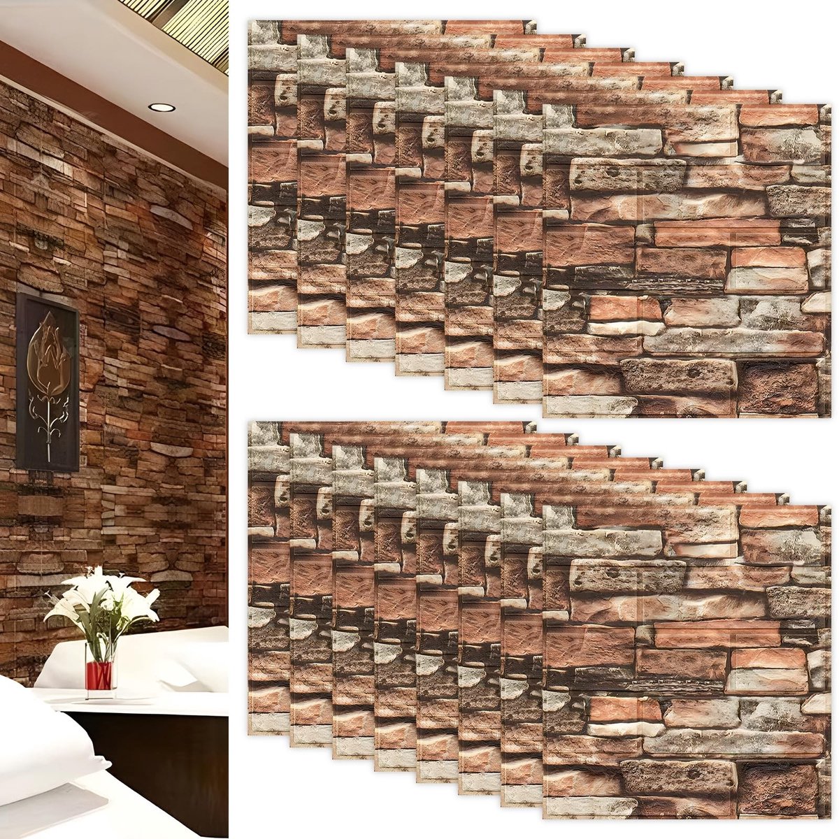 Allecto - Tile Stickers - Zelfklevende Tegelstickers - Decoratieve Tegels voor Keuken en Badkamer - Brick Red 35 cm - Waterdicht - 15 Stuks