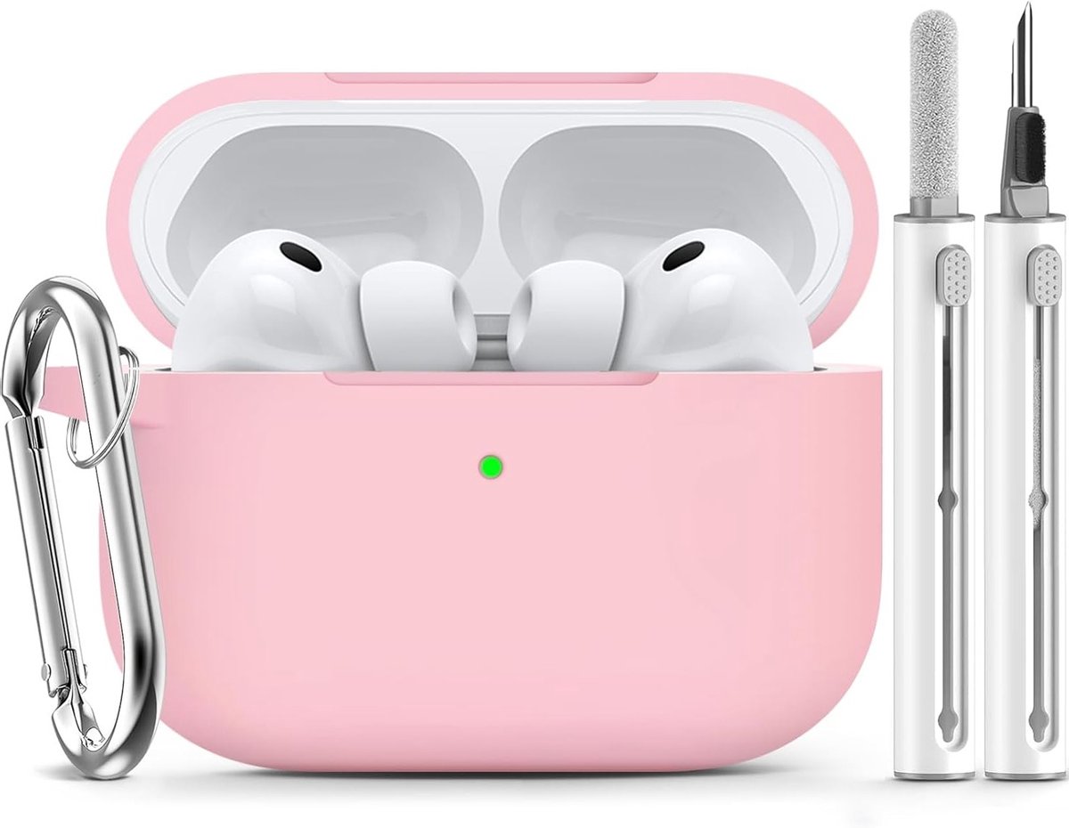 Silicone Beschermhoes voor AirPods Pro 3 met Schoonmaakset, Unisex Ontwerp - Roze, Duurzaam en Lichtgewicht