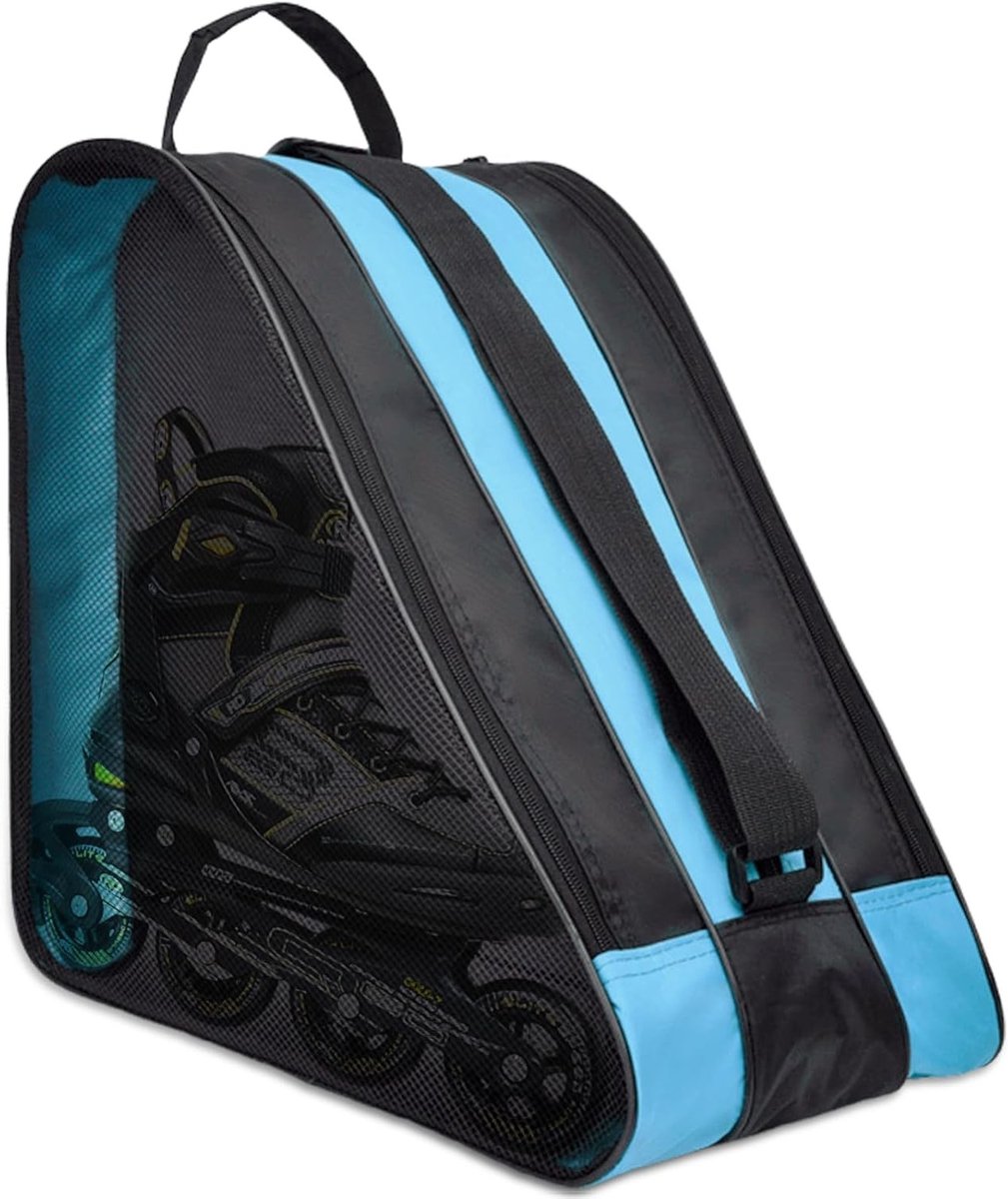 Roller Schoenen Tas van Oxford Stof met Verstelbare Schouderriem - Ademend en Geschikt voor Ski- en Schaatsboots, Ideaal voor Volwassenen en Kinderen, Blauw