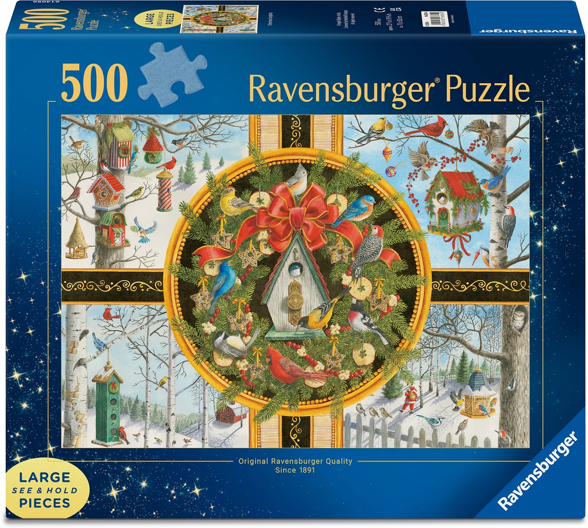 Ravensburger puzzel kerst vogels 500 stukjes XXL formaat.