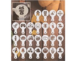 25 Stuks Plastic Sjablonen voor Koffie Decoratie - Cappuccino, Latte Art en Taart Sjablonen voor Feestdagen zoals Halloween, Kerst en Pasen