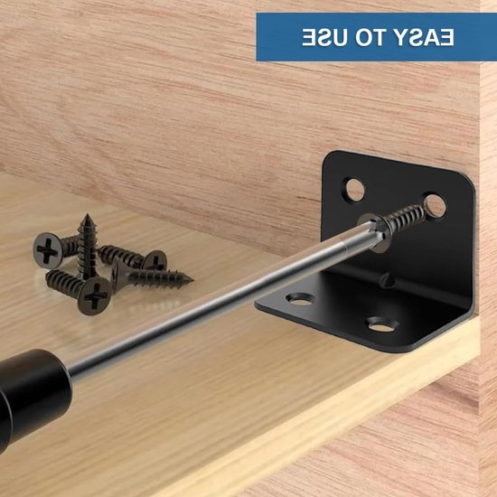 Set van 10 Hoekverbinders 38x30x30mm, Zwarte Metalen Hoekbeugels, Ideaal voor Meubels, Tuinhek en Raamconstructies met 42 Schroeven — afbeelding 4