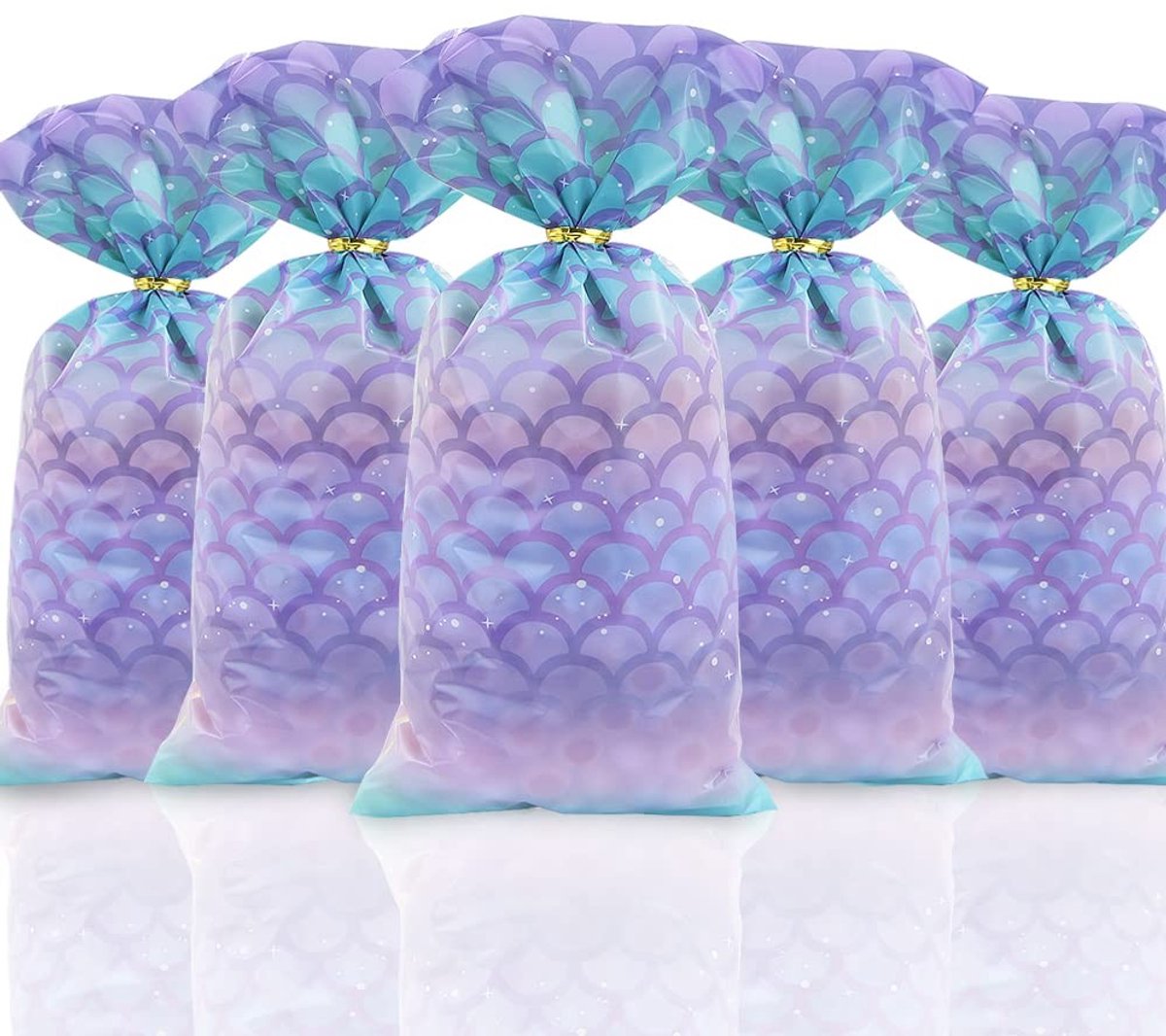 Allecto - Mermaid Party Bags - DIY Goodie Bags - Voor Feestjes - 100 Stuks - Voor Kinderen - Perfect voor Baby Shower en Verjaardagsfeest
