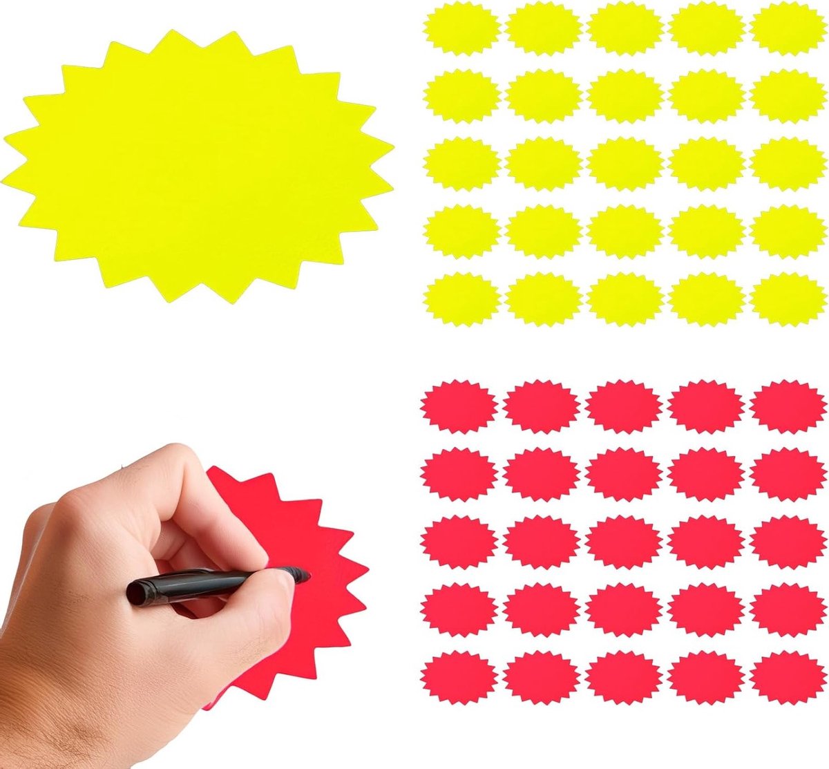 50 Stuks Fluorescente Papieren Labels voor Prijs Tags, Lege Labels en Markt Signalen voor Winkels en Supermarkten