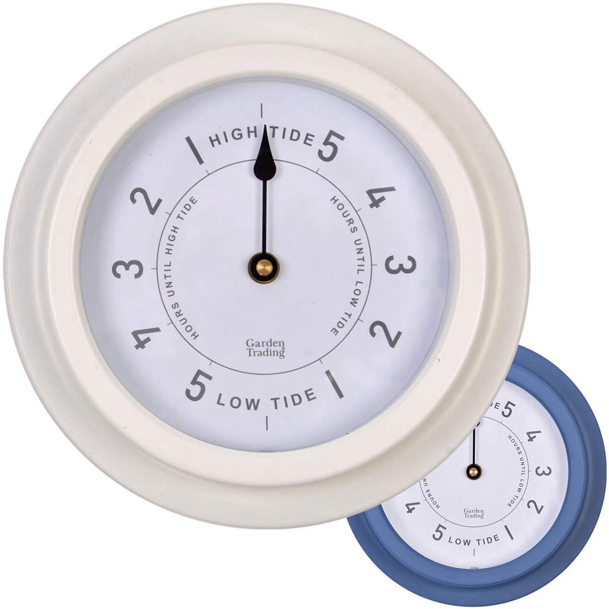 aladdien - Nautische getij klok - Weerbestendig - Ideale decoratie voor kusthuis - 22,7 cm - Batterij aangedreven - Perfect voor caravan - Lelie Wit