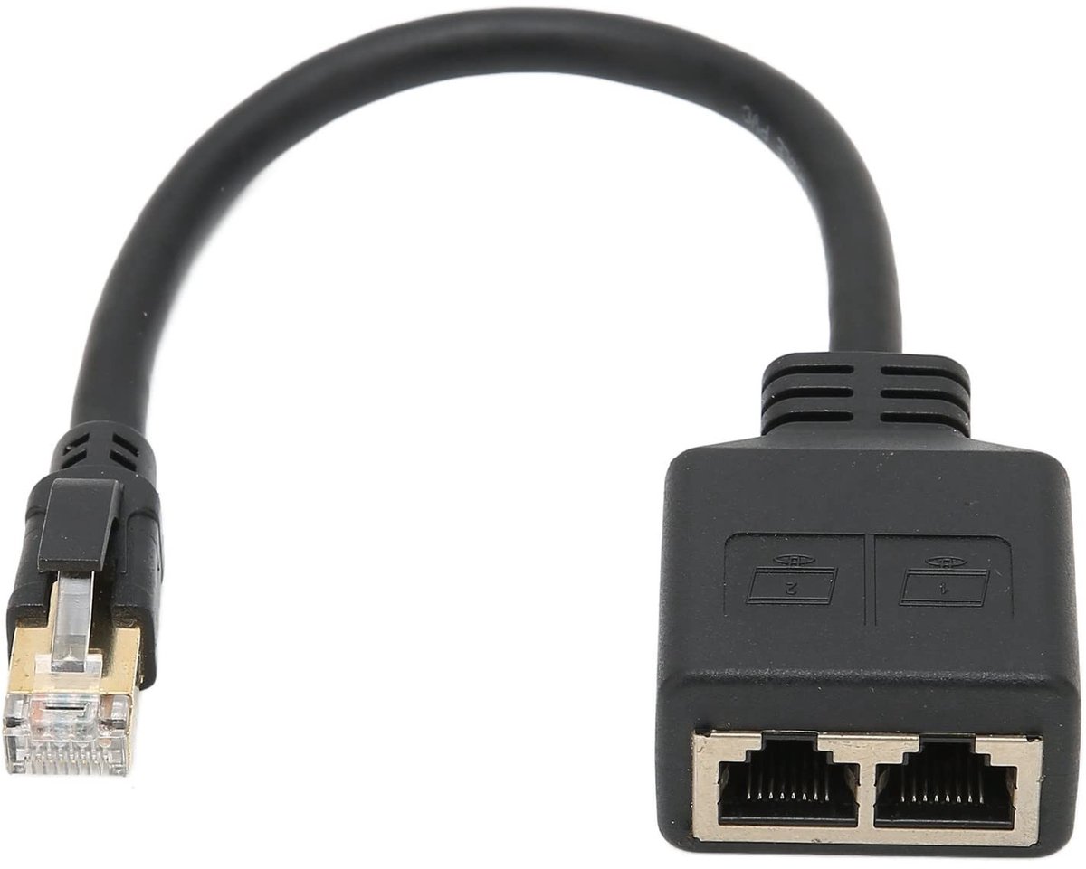 RJ45 Splitter Adapter CAT8, 1 naar 2 Poorten Ethernet Netwerk Splitter