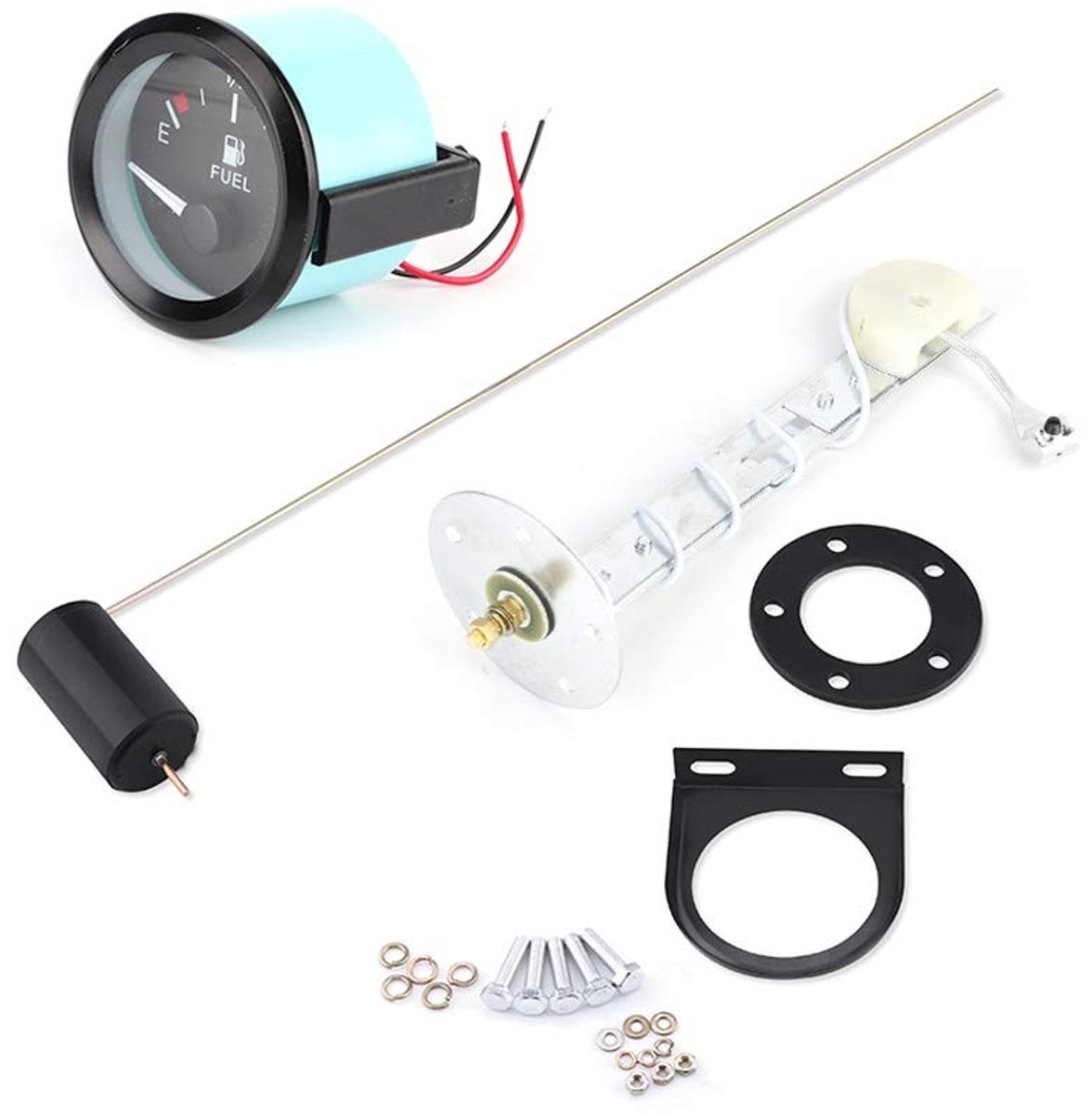 VT Goods - Digitale Brandstofniveaumeter - 12V Brandstofpeil Indicator - Roestvrijstalen Schaal - Universeel Voor Benzineauto's - Inclusief Sensor -...